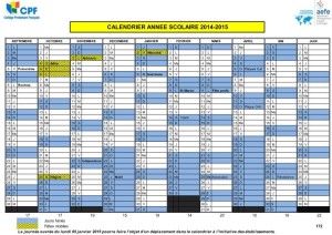 Calendrier scolaire 2014-2015