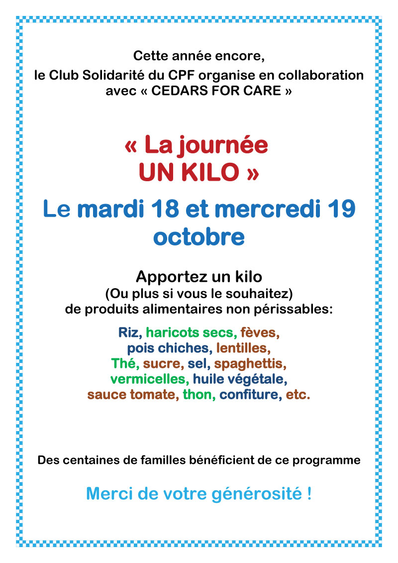 Journée 1 kilo affiche 2016