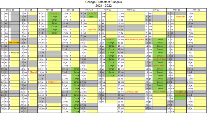 Calendrier Ecole De Velo 2023 Calendrier Scolaire Annuel | Collège Protestant Français – Beyrouth Liban