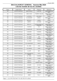 résultat_baccalauréat français - session mai 2020